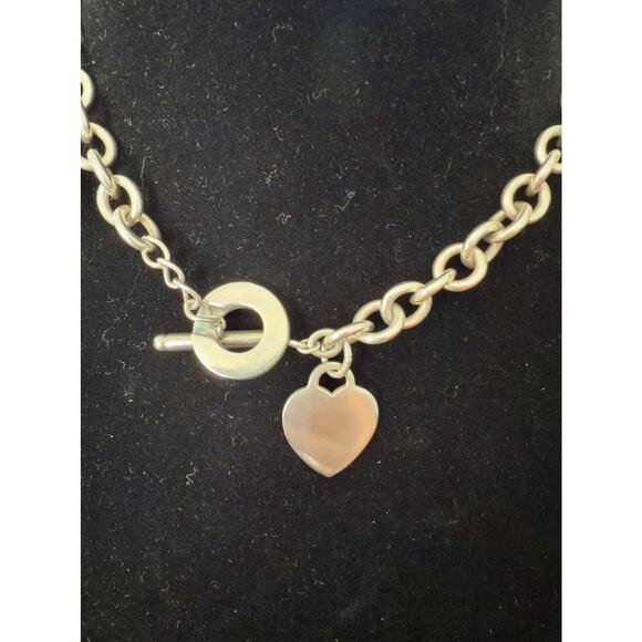 Tiffany & Co. Sterling Silver Heart Tag Toggle Necklace | 16” Choker Length - Picture 4 of 7